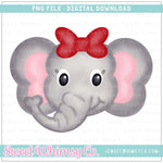 Elephant Girl With Red Bow PNG