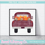Fall Leaves and Acorns Pickup Truck PNG