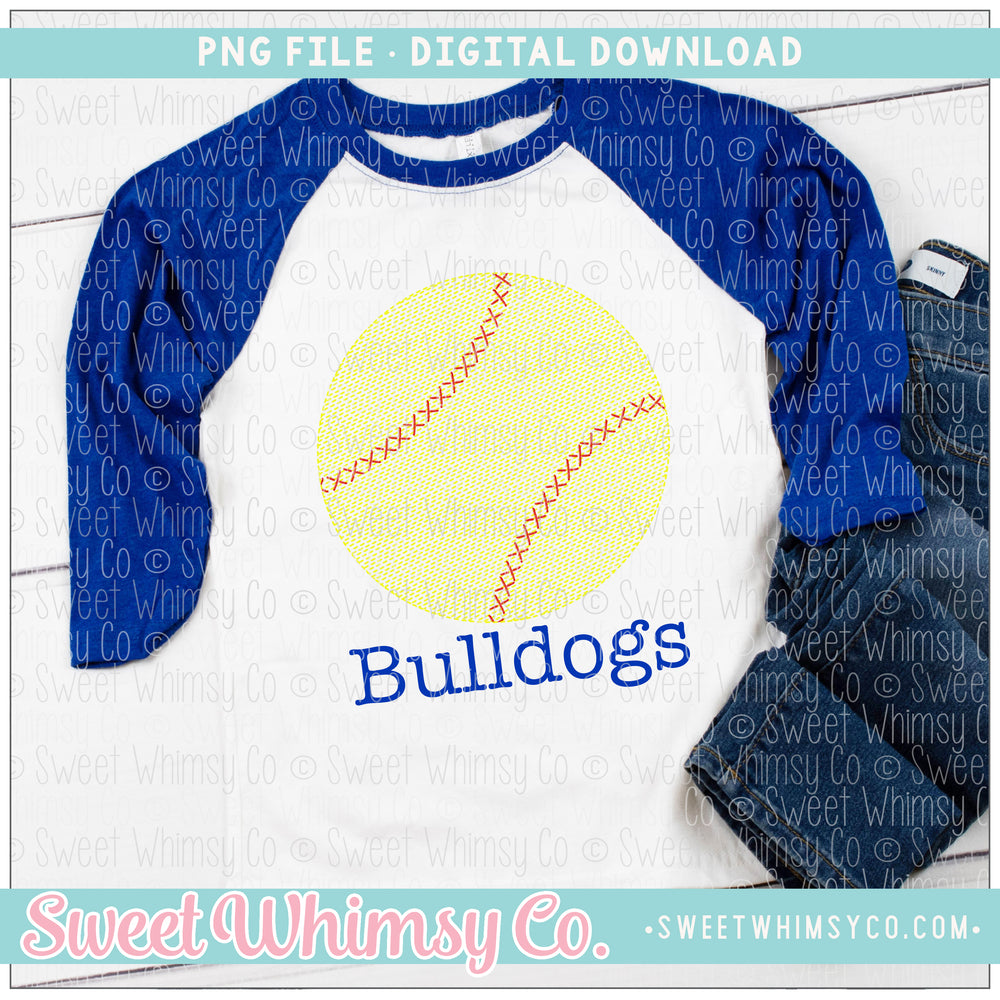 Faux Stitched Softball PNG