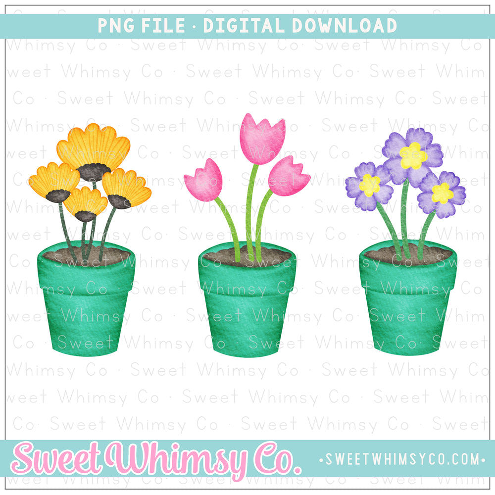 Flower Pot Trio PNG
