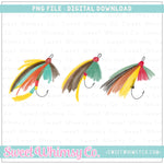 Fly Fishing Hook Trio PNG