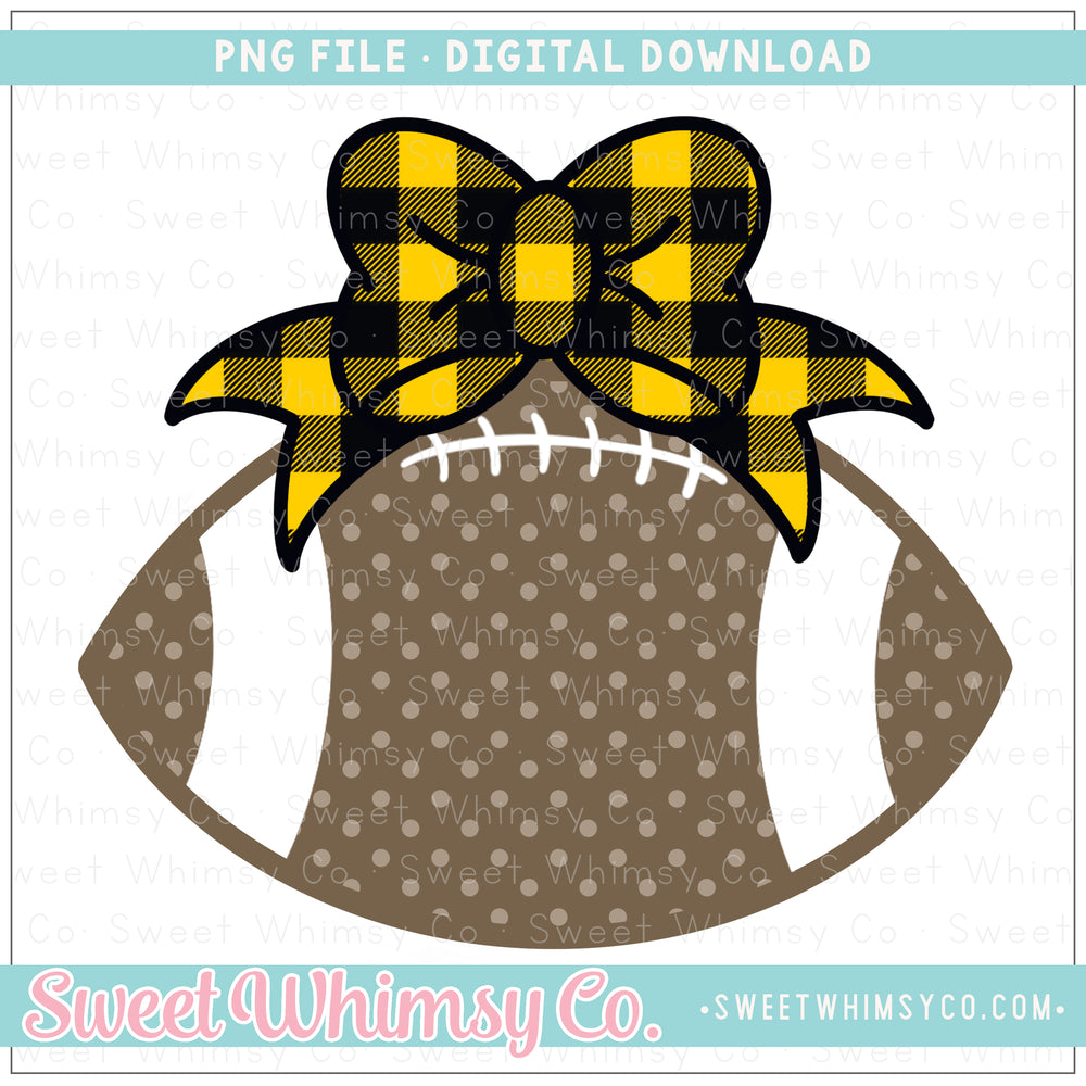 Yellow Gold & Black Football With Bow PNG