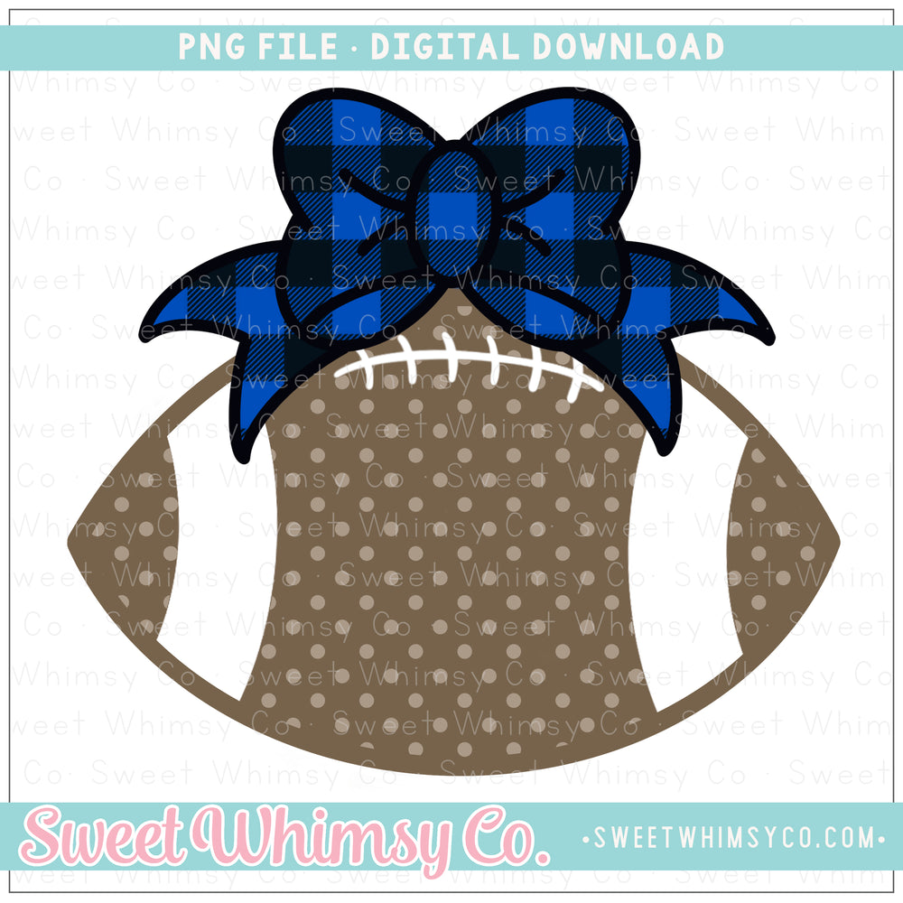 Blue & Black Football With Bow PNG