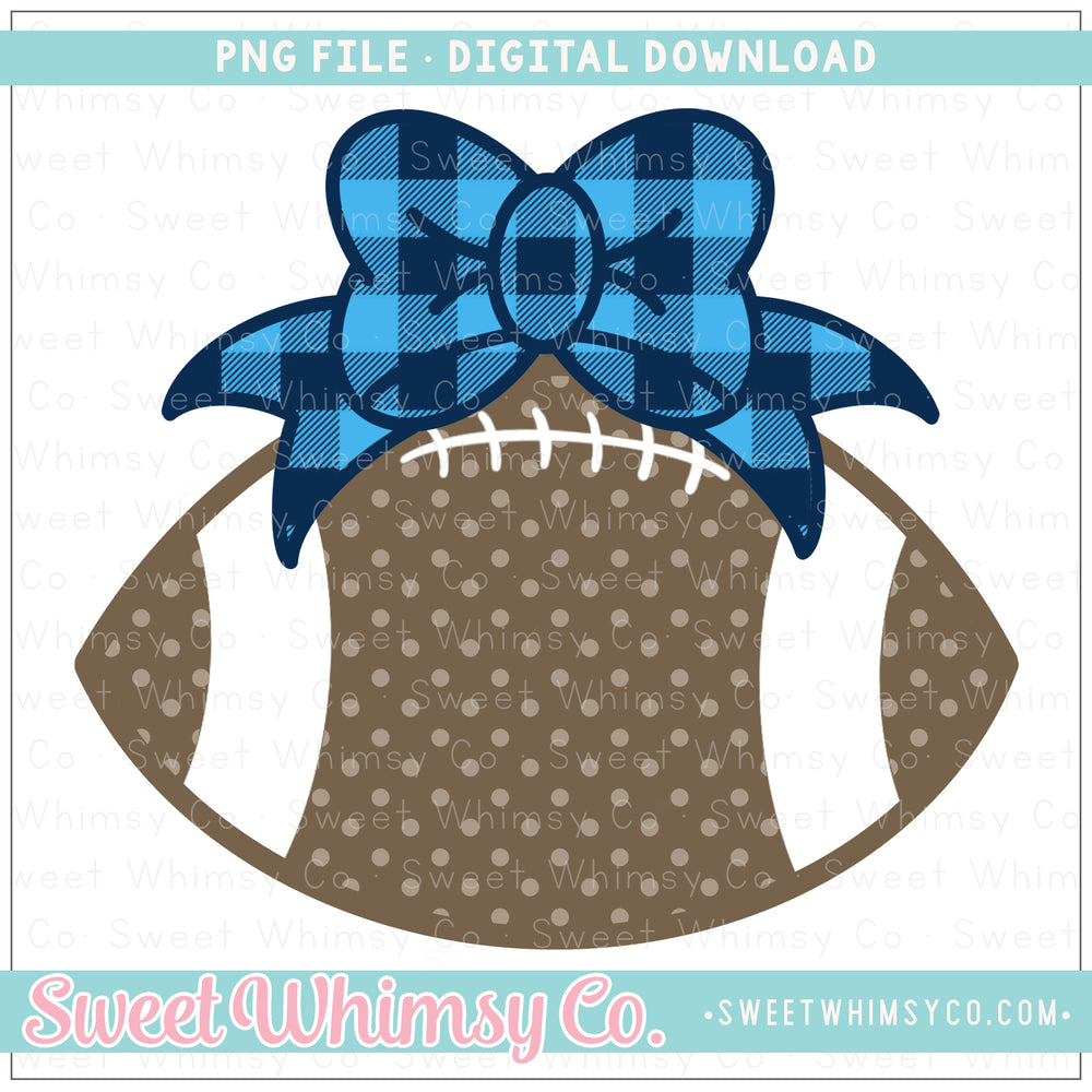 Navy & Sky Blue Football With Bow PNG