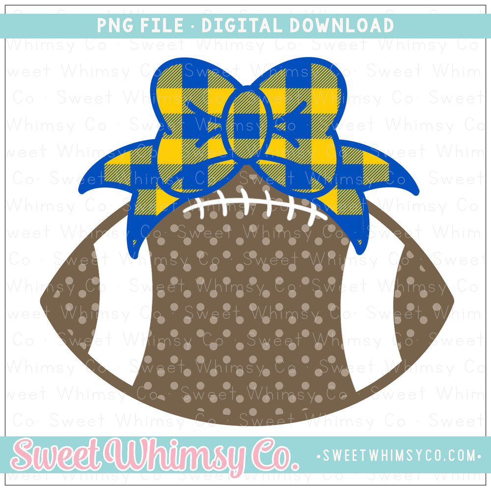 Royal Blue & Yellow Gold Football With Bow PNG