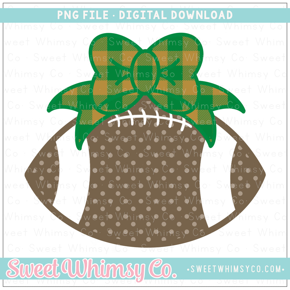 Green & Gold Football With Bow PNG