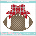 Crimson Red & Grey Football With Bow PNG