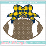 Navy & Yellow Gold Football With Bow PNG