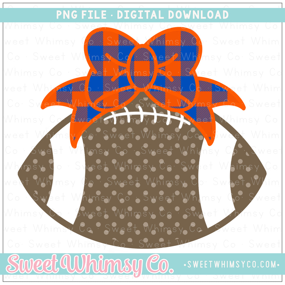 Royal Blue & Orange Football With Bow PNG
