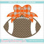Orange & Grey Football With Bow PNG
