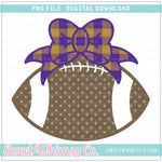 Purple & Gold Football With Bow PNG