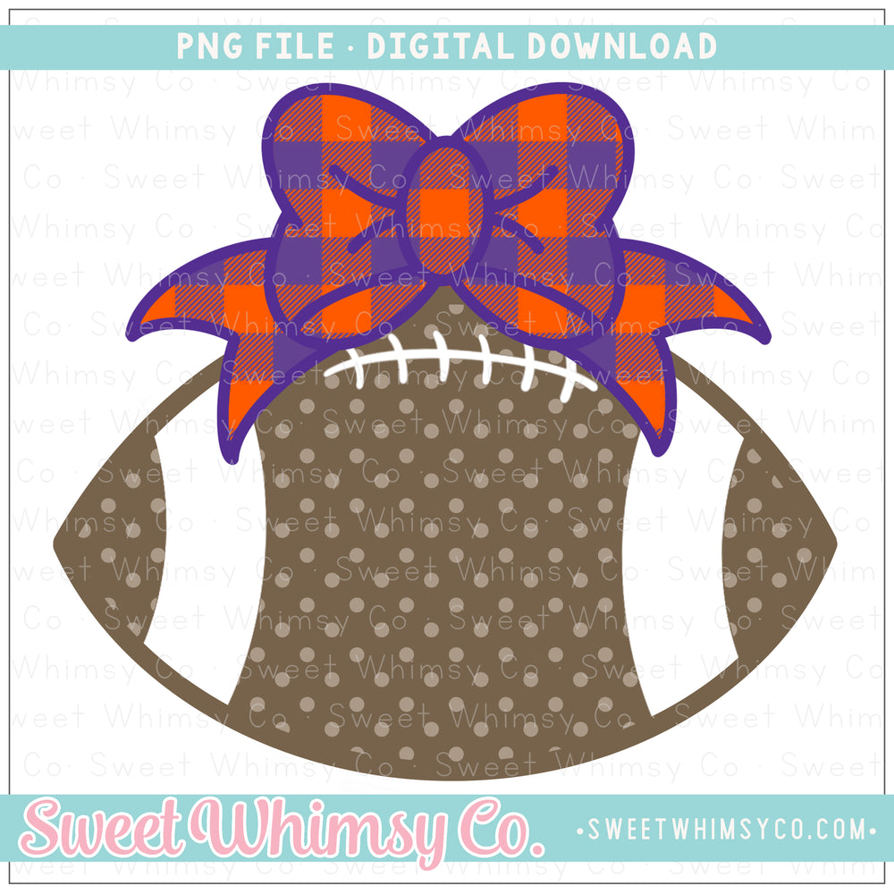 Purple & Orange Football With Bow PNG