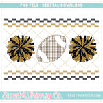 Football Cheer PomPom Black Gold Faux Smocked PNG