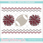 Football Cheer PomPom Maroon Grey Faux Smocked PNG