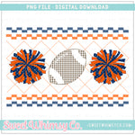 Football Cheer PomPom Blue and Orange Faux Smocked PNG