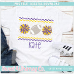 Football Cheer PomPom Purple and Yellow Faux Smocked PNG