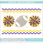 Football Cheer PomPom Purple and Yellow Faux Smocked PNG