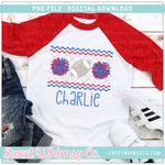 Football Cheer PomPom Red and Blue Faux Smocked PNG