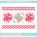 Football Cheer PomPom Red and White Faux Smocked PNG