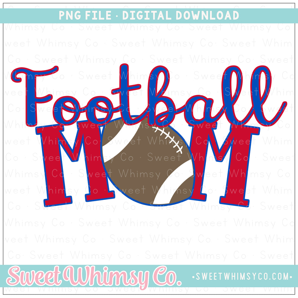 Football Mom Royal Blue & Red PNG
