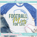 Blue & Yellow Football Mom For Life PNG