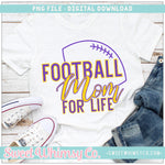 Purple & Yellow Football Mom For Life PNG