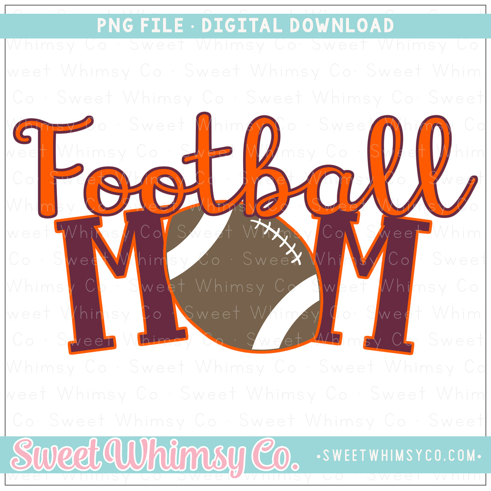 Football Mom Maroon & Orange PNG