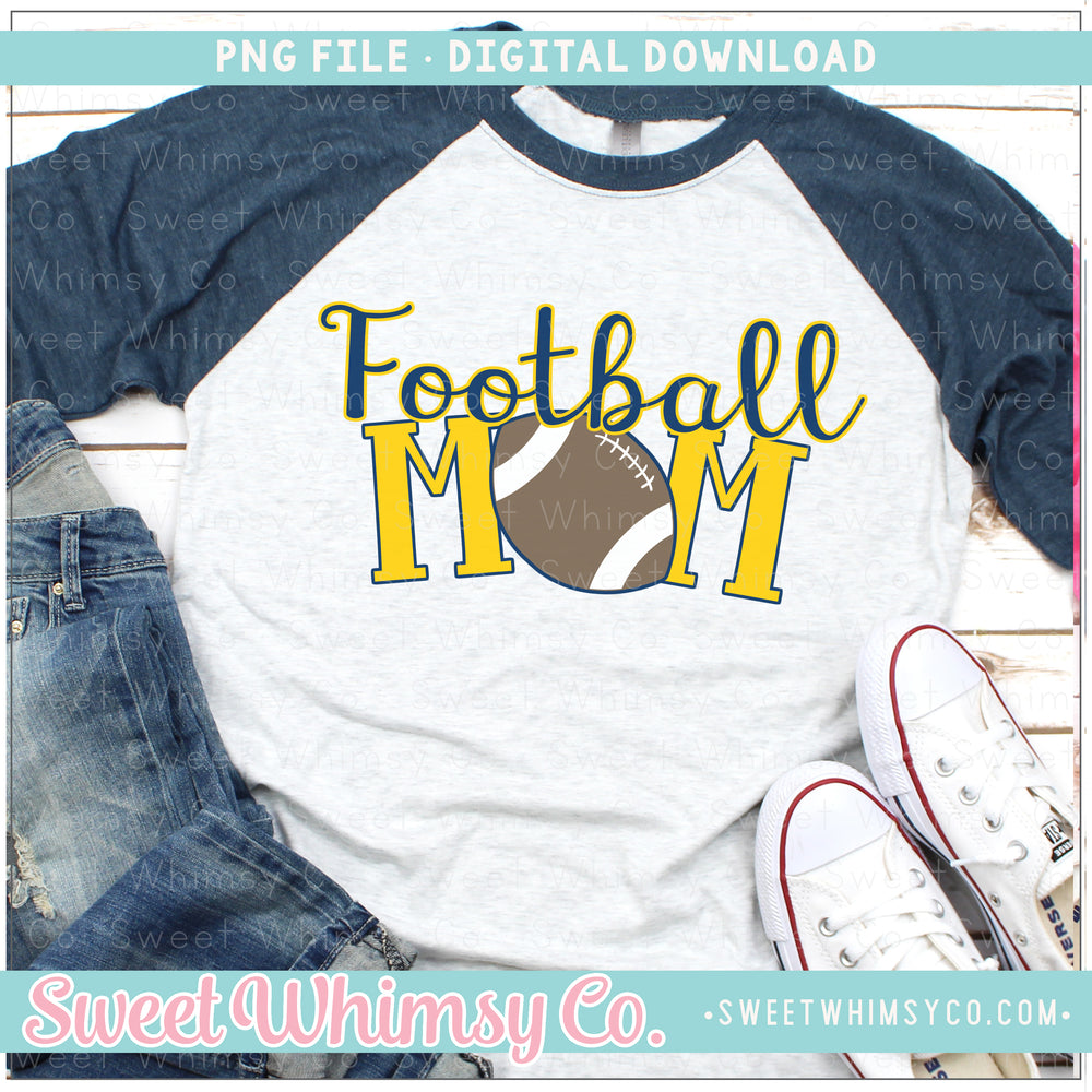 Football Mom Navy & Yellow PNG