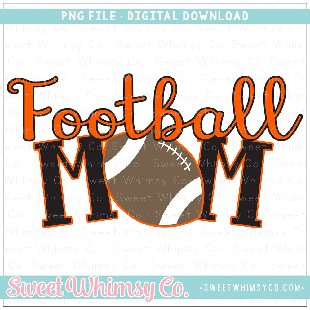 Football Mom Orange & Black PNG
