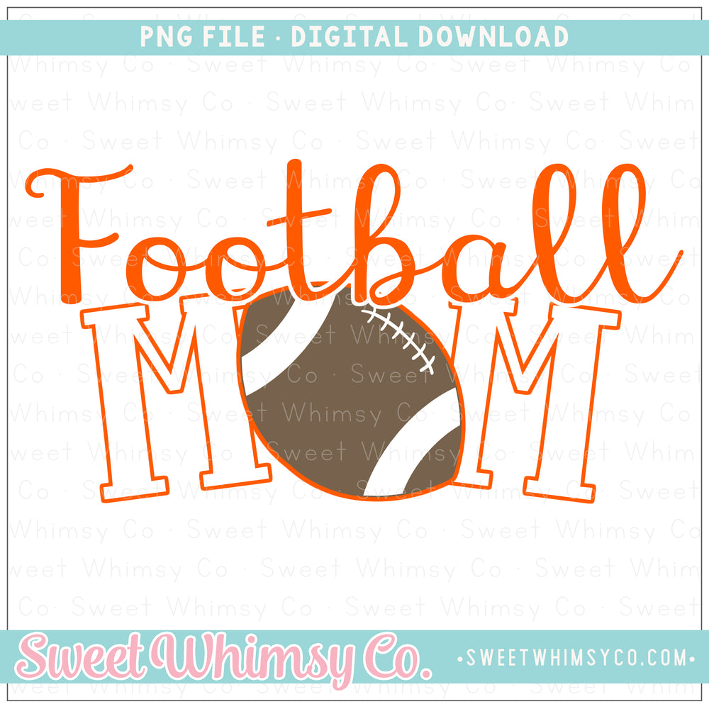 Football Mom Orange & White PNG