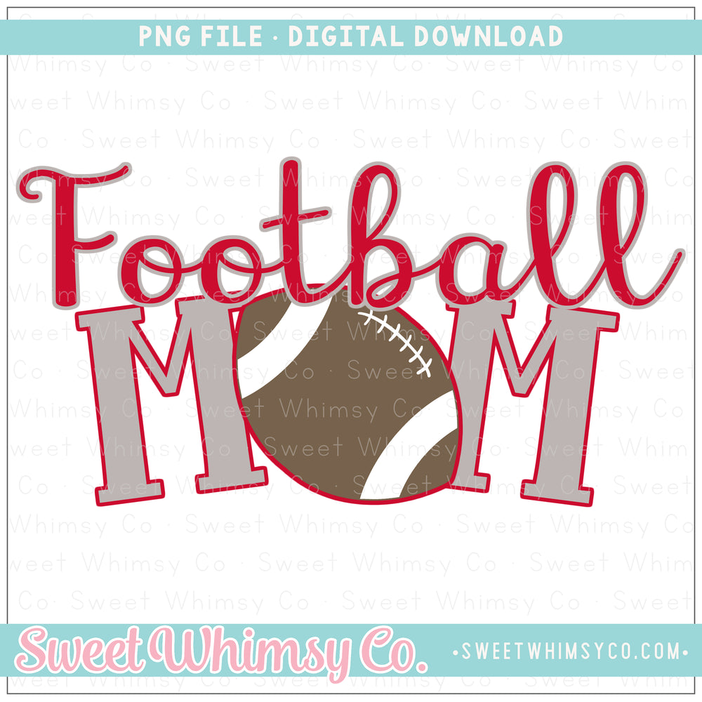Football Mom Crimson Red & Grey PNG