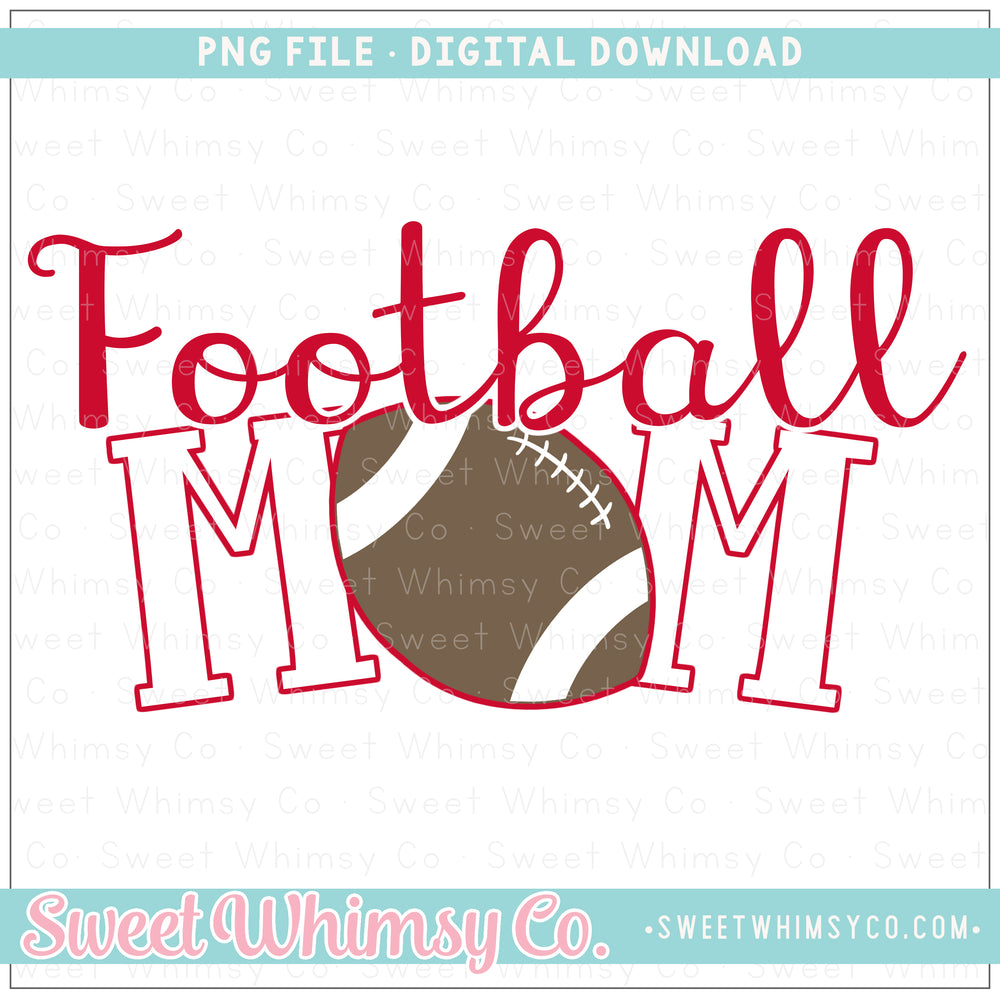 Football Mom Crimson Red & White PNG