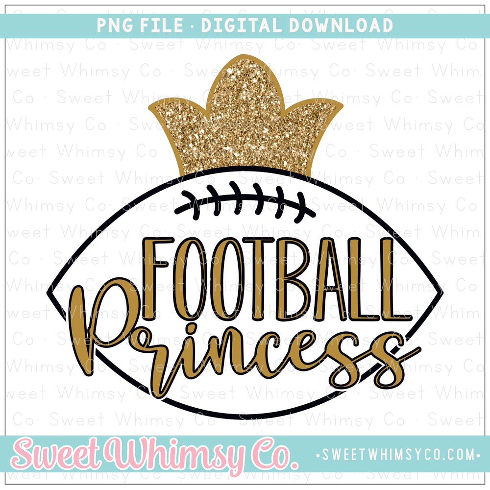 Black & Gold Football Princess PNG