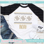 Football Black & Gold Faux Smocked PNG