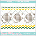 Football Green and Yellow Faux Smocked PNG