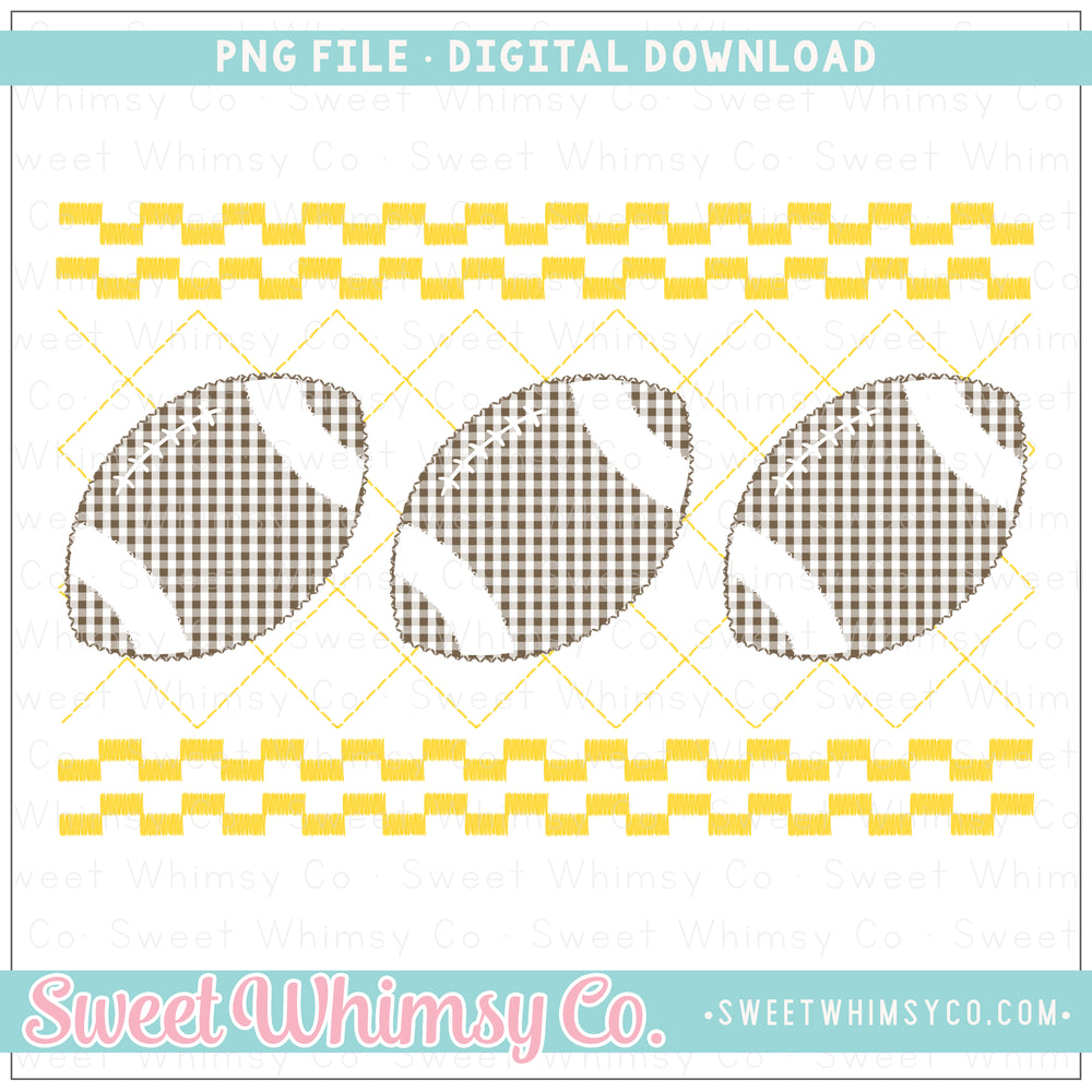 Football Yellow Faux Smocked PNG