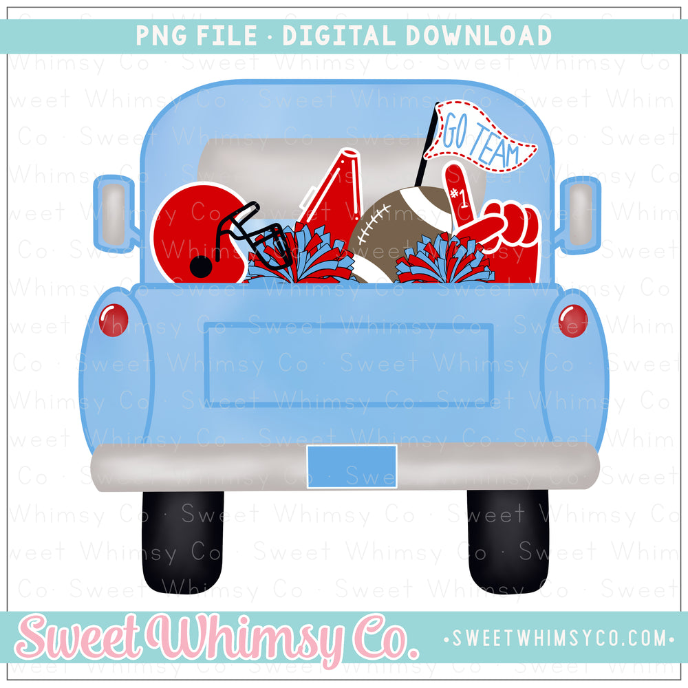Football Truck Powder Blue & Red PNG