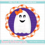 Girl Ghost Scallop Frame Purple Orange PNG