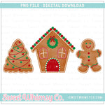 Gingerbread Trio Red Green PNG