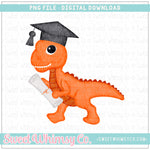 Orange Graduation Dino PNG