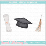 Graduation Hat Black Orange PNG
