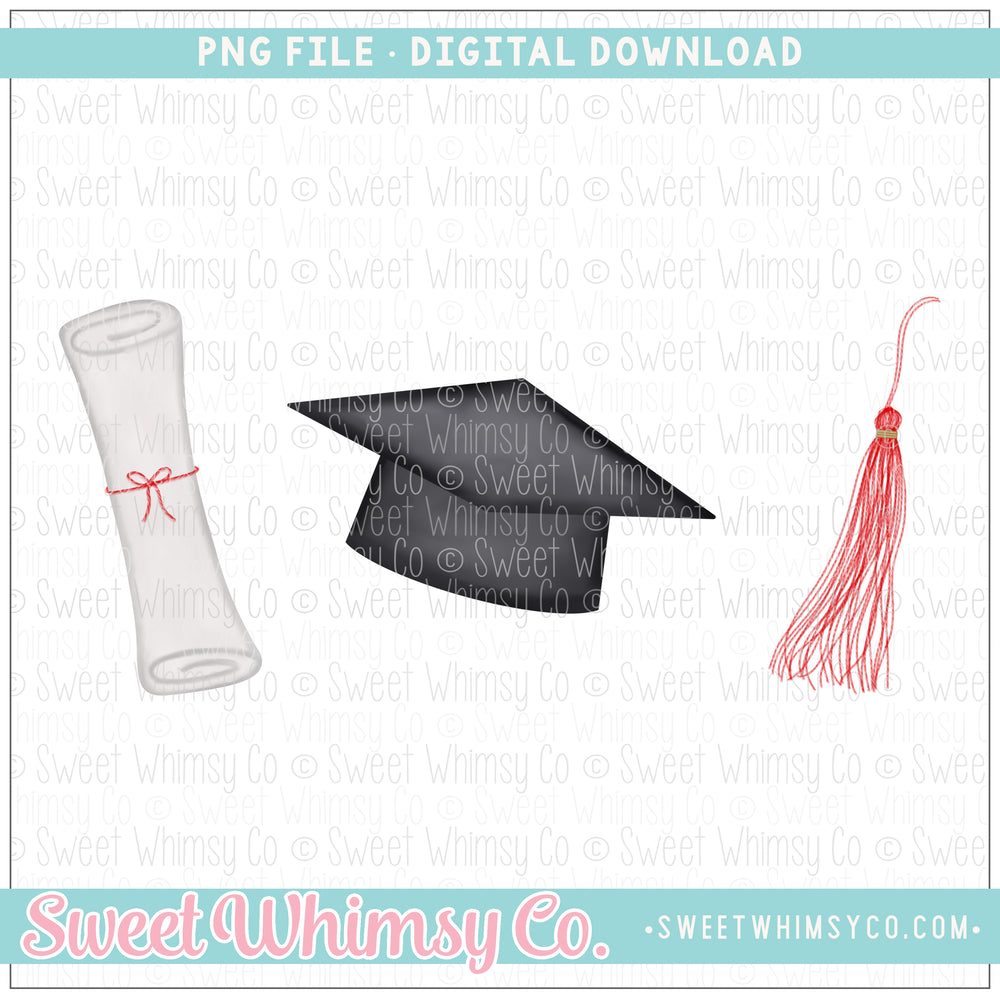 Graduation Trio Red PNG