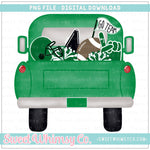 Green & Black Football Pickup Truck PNG