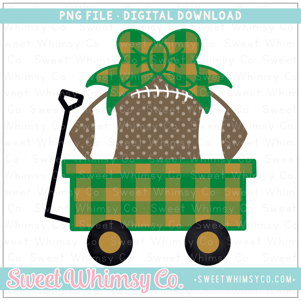 Green & Gold Football Wagon With Bow PNG