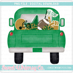 Green & Gold Football Pickup Truck PNG