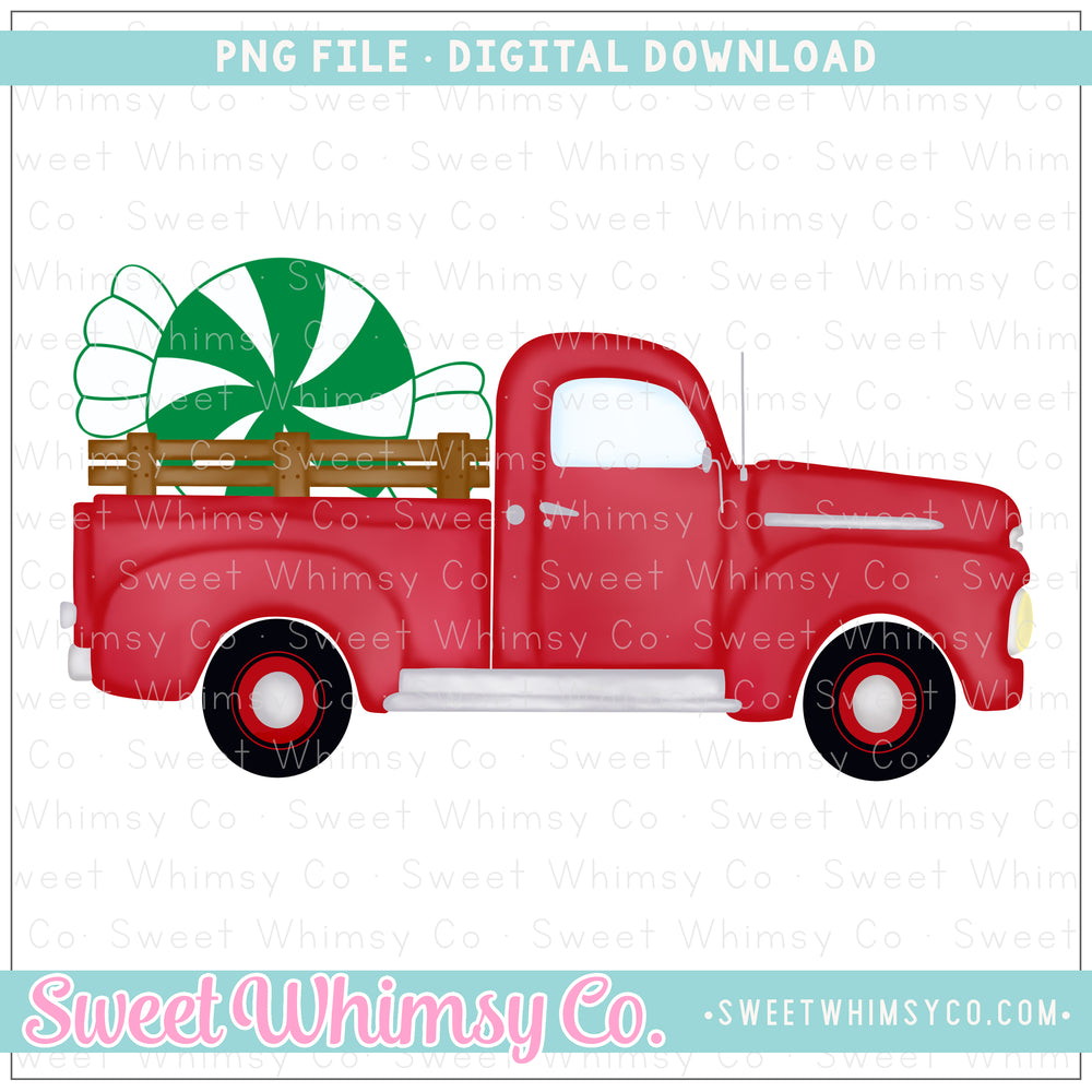 Green Peppermint Vintage Truck PNG