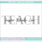 Grey Teach Inspire Motivate Love PNG