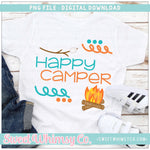 Happy Camper Orange & Turquoise Campfire S'more PNG