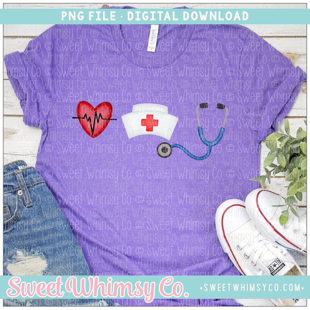 Heartbeat Nurse Hat Stethoscope PNG