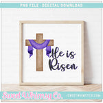 He is Risen Purple Cross PNG